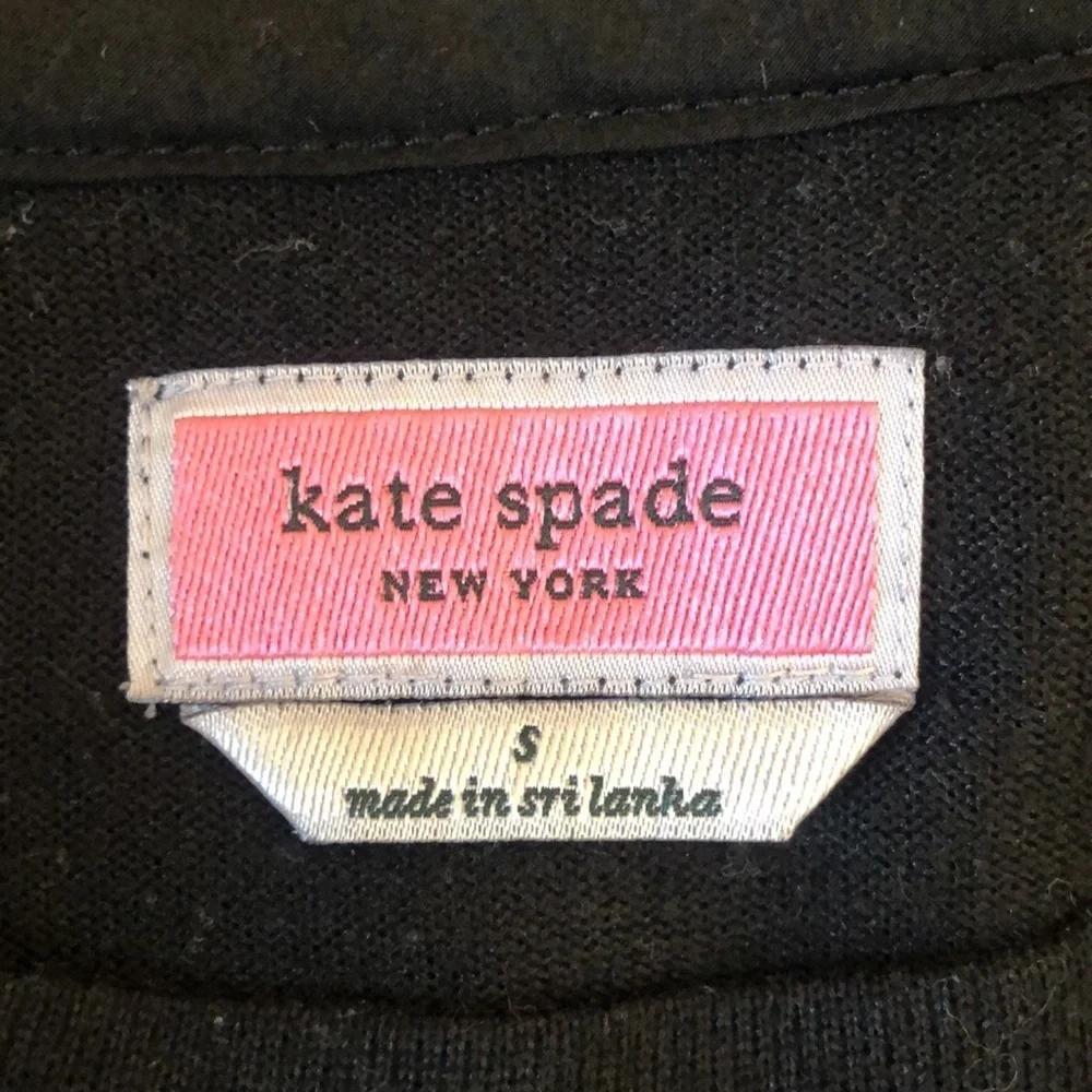 KATE SPADE‎ Women's Small Black Wink Lips Face Embroidered Sweatshirt Designer